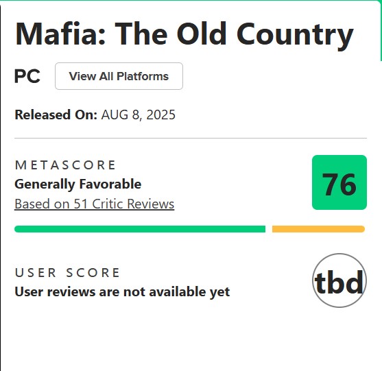 منتقدان بازی Mafia: The Old Country