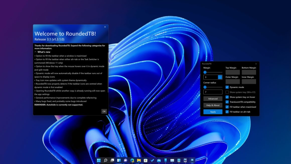 RoundedTB؛ زیبایی بیشتر برای تسکبار