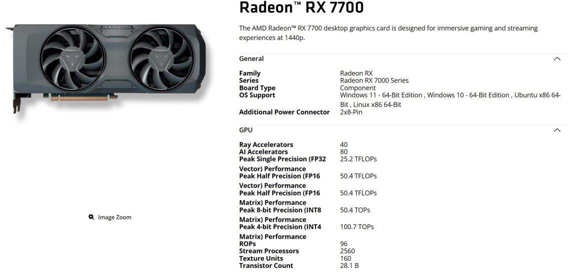 کارت گرافیک AMD Radeon RX 7700