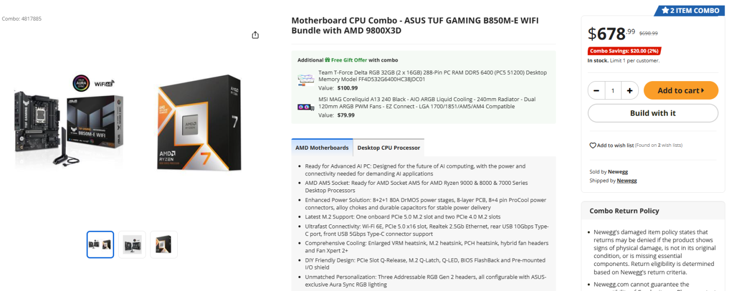 فرصت طلایی: باندل پردازنده AMD 9800X3D با مادربرد ایسوس و دو قطعه رایگان!