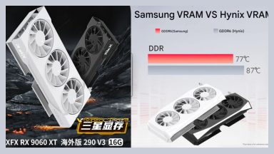 عملکرد خنکتر کارت گرافیک XFX RX 9060 XT با حافظه GDDR6 سامسونگ