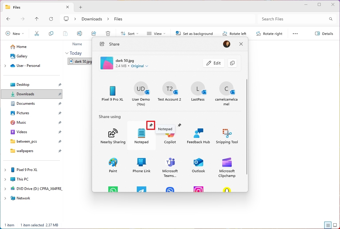 بهبودهای Windows Share
