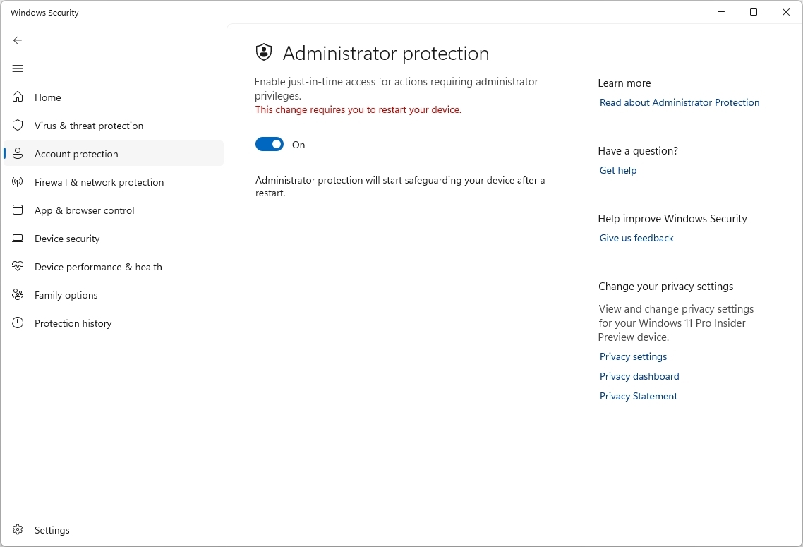 قابلیت امنیتی جدید Administrator Protection