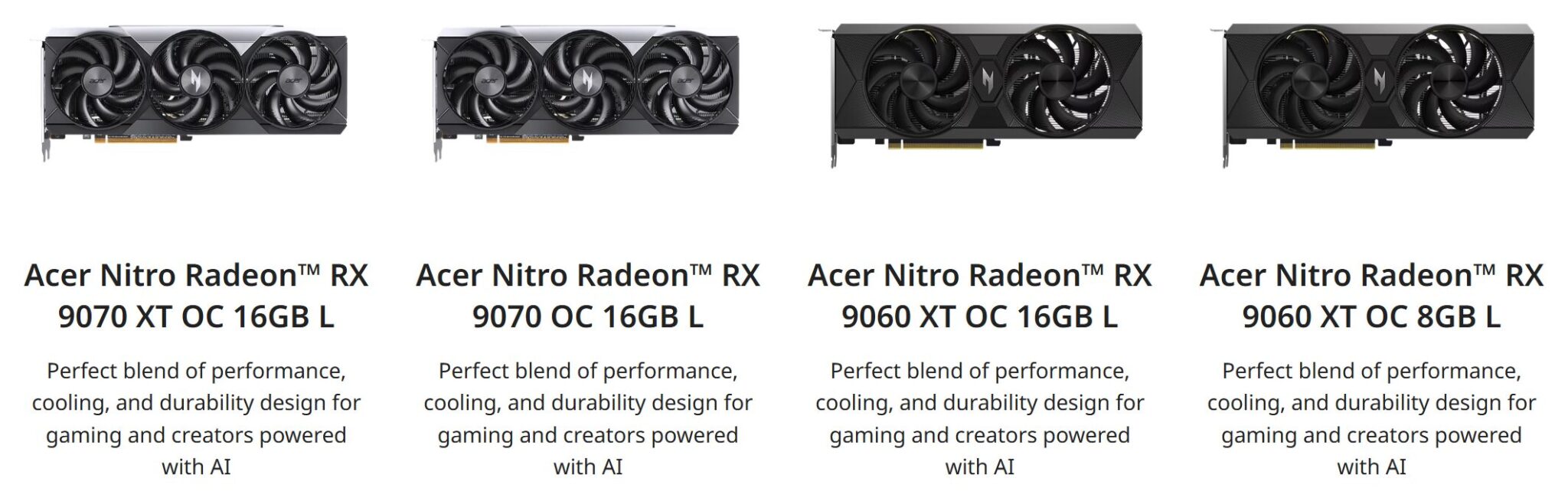 ایسر کارت گرافیکهای سری NITRO L و WHITE مبتنی بر RX 9060 XT را عرضه کرد