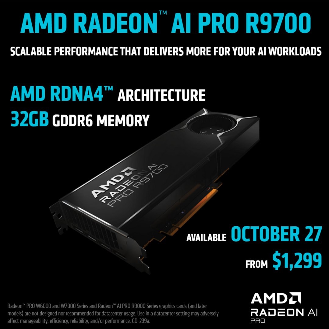 قیمت و تاریخ عرضه کارت گرافیک AMD AI PRO R9700 را اعلام شد