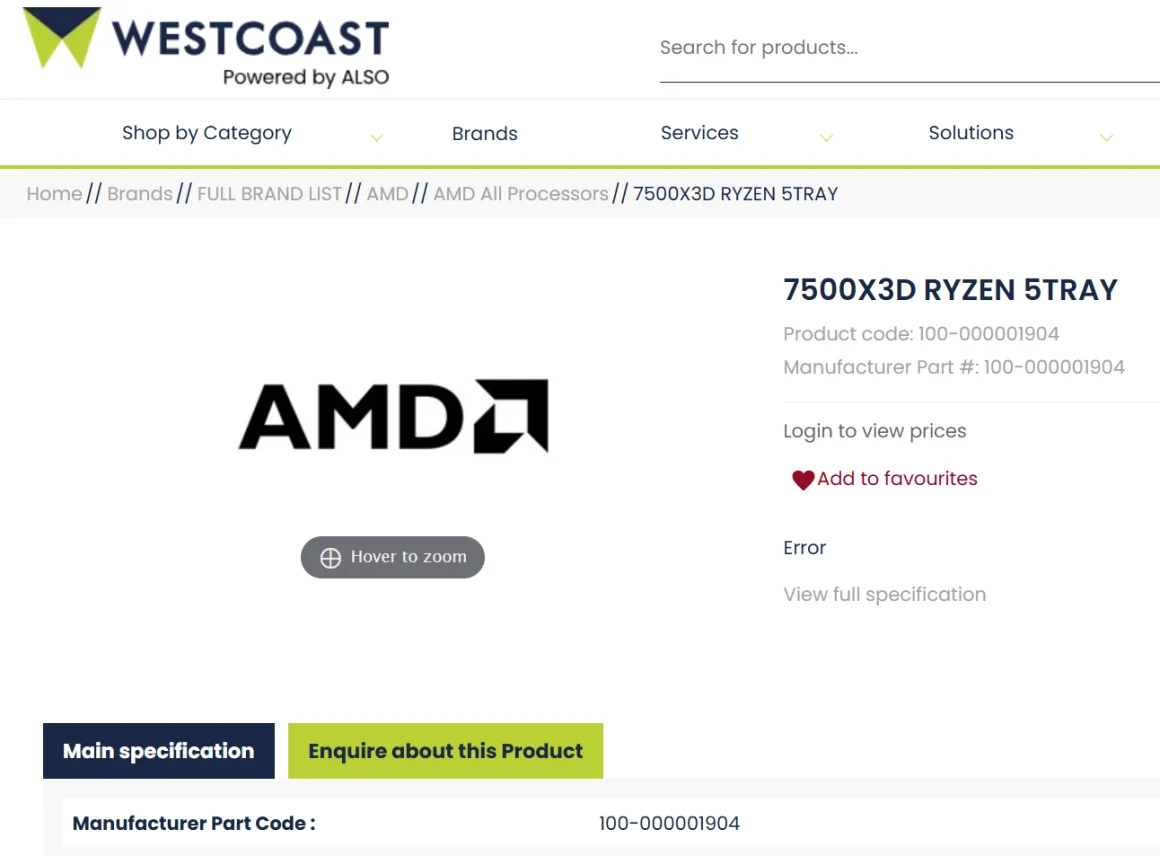 پردازنده Ryzen 5 7500X3D