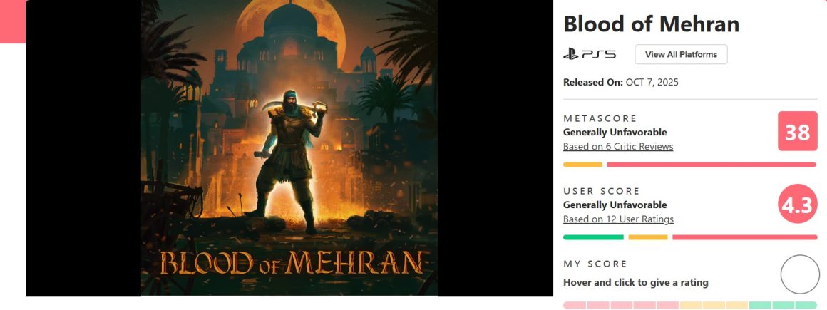 بازی Blood of Mehran در متاکریتیک