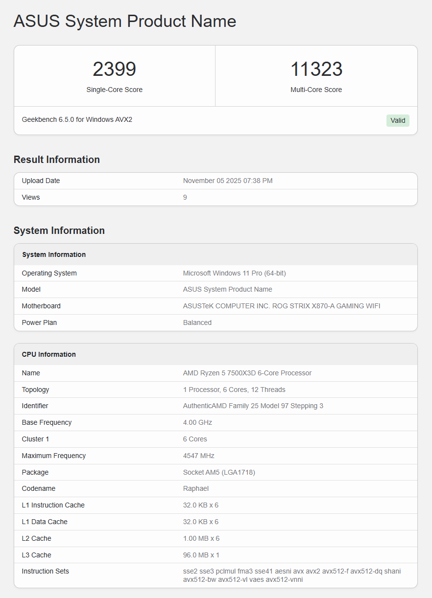 نتایج بنچمارک پردازنده AMD 7500X3D افشا شد: 8 درصد کندتر از 7600X3D