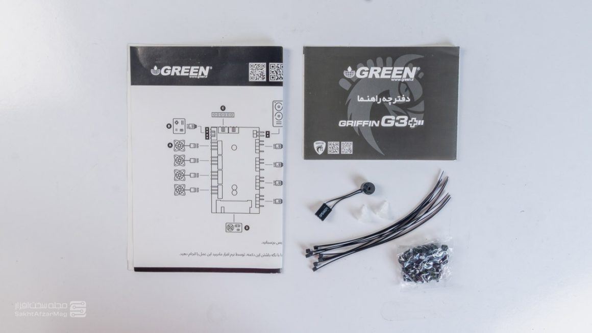 محتویات جعبه کیس کامپیوتر گرین گریفین جی ۳ پلاس | Green Griffin G3+