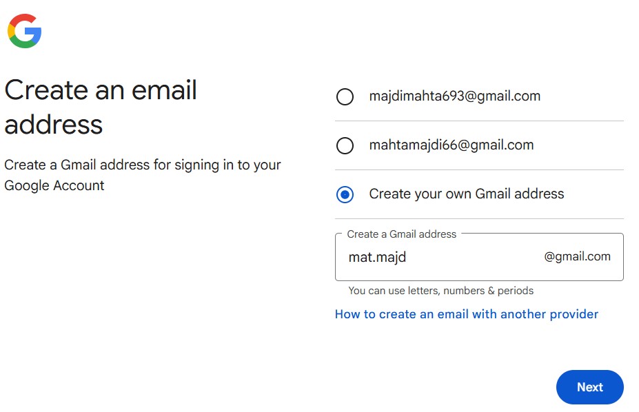 ساخت جیمیل بدون شماره موبایل