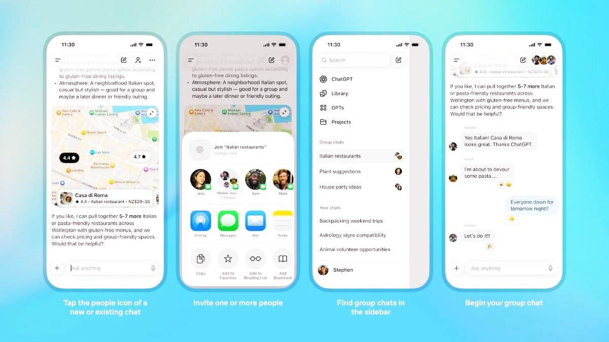 قابلیت چت گروهی در ChatGPT فعال شد