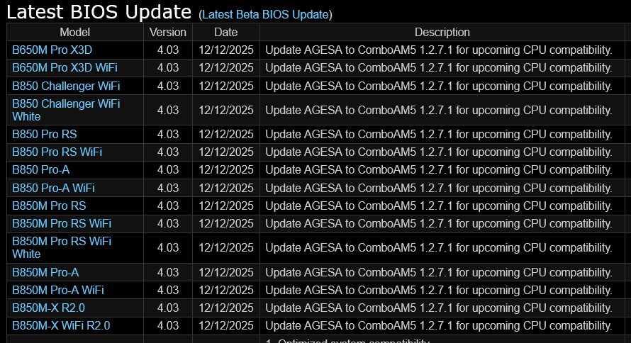 ازراک بایوس AGESA 1.2.7.1 را منتشر کرد