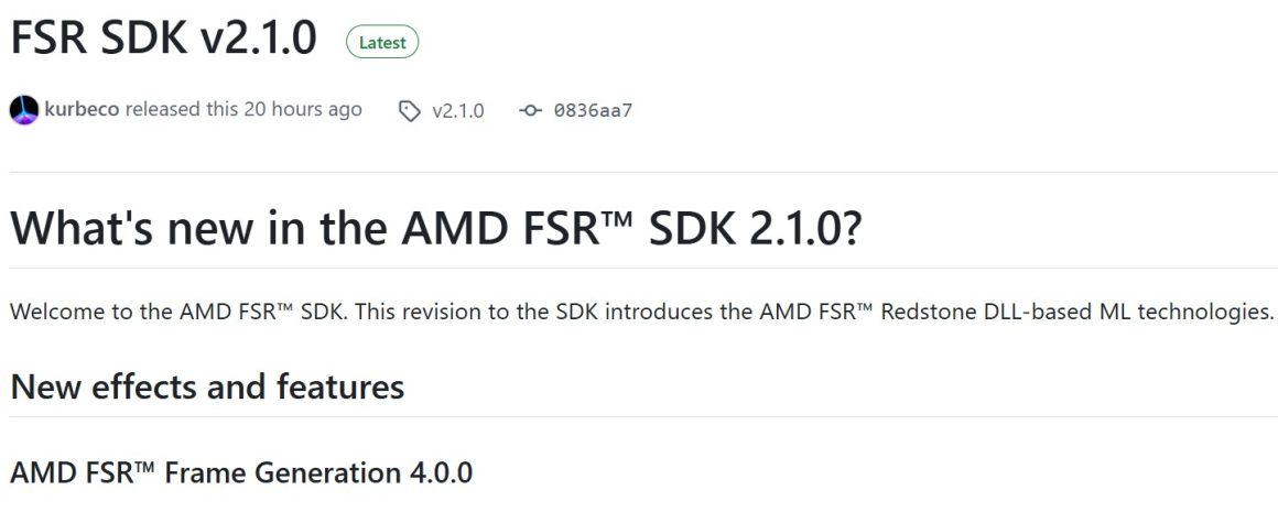 عرضه SDK فناوری AMD FSR Redstone