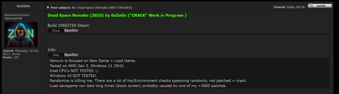 توسعه کرک بازی Dead Space Remake