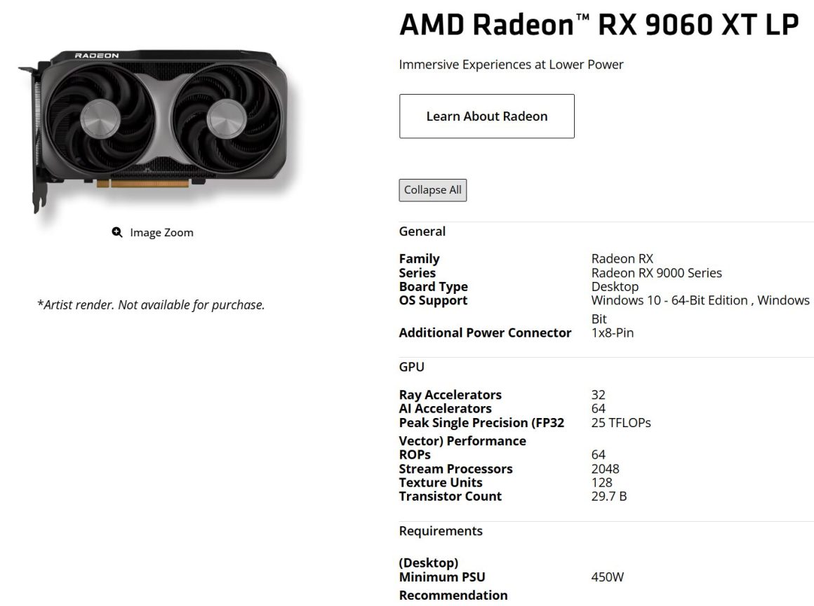 کارت گرافیک کم‌ مصرف AMD Radeon RX 9060 XT
