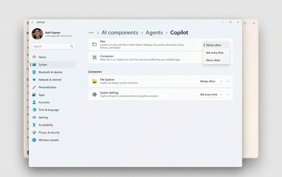 دسترسی عامل‌ های هوش مصنوعی در ویندوز 11