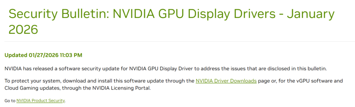 درایور امنیتی انویدیا