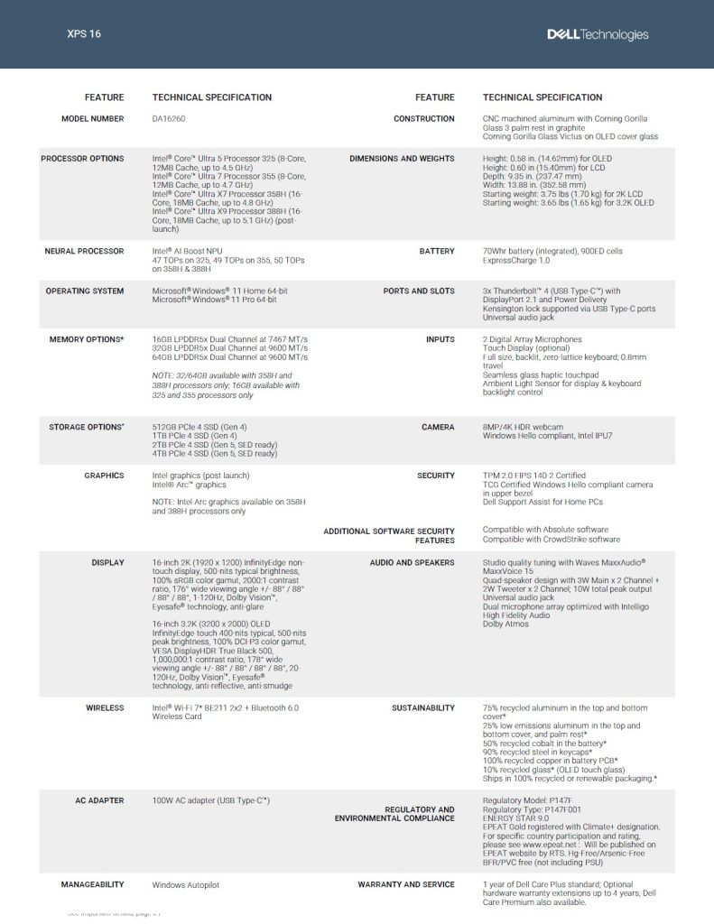 لپ‌ تاپ XPS 2026 دل