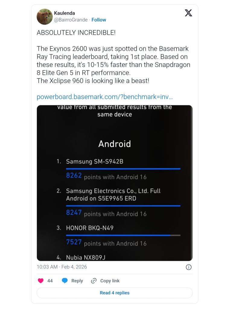 عملکرد گرافیکی اگزینوس 2600