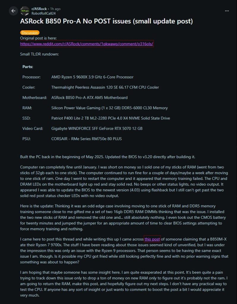 از کار افتادن پنج پردازنده Ryzen 9000