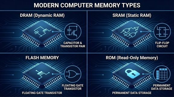 حافظه‌ های مدرن کامپیوتر زیر ذره‌بین؛ از ROM ،DRAM ،SRAM تا فلش