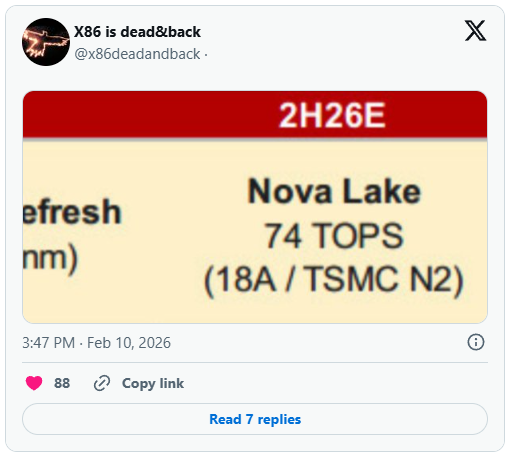 جزئیات پردازنده های دسکتاپ Nova Lake-S