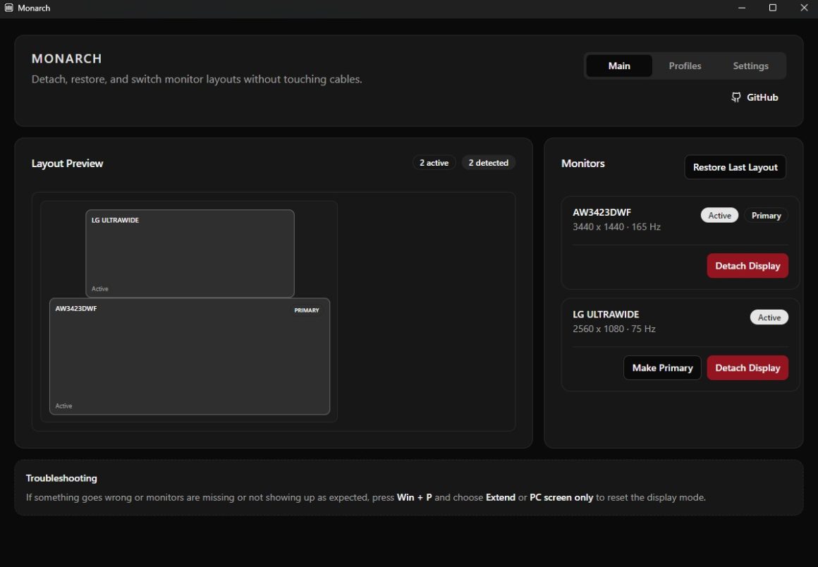ابزار Monarch مدیریت چند مانیتور