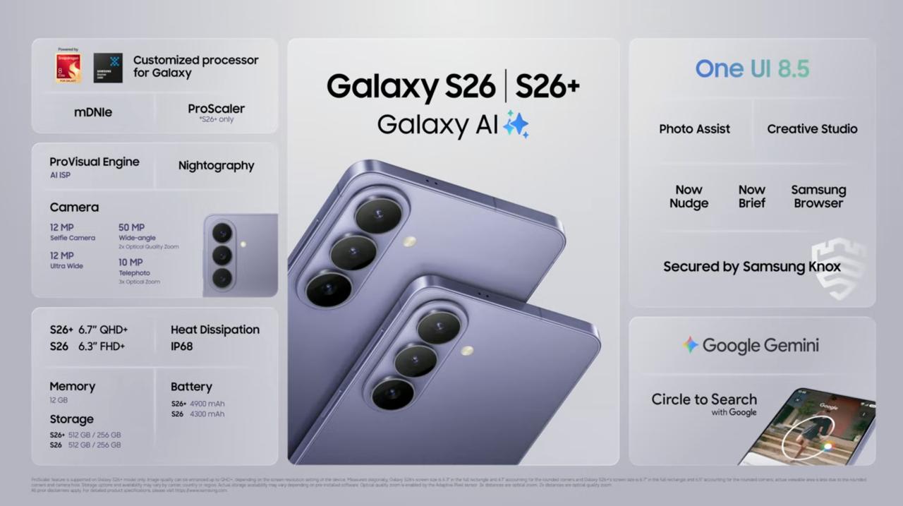 گوشیهای گلکسی S26 و S26 پلاس معرفی شدند؛ تجربهای هوشمندتر از همیشه