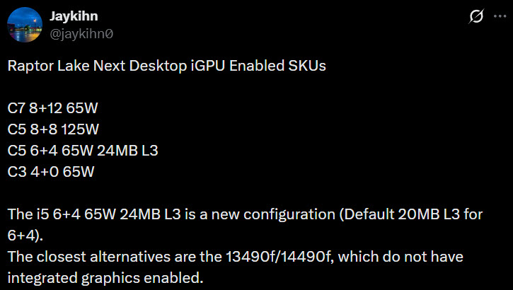 پردازنده Raptor Lake Next اینتل