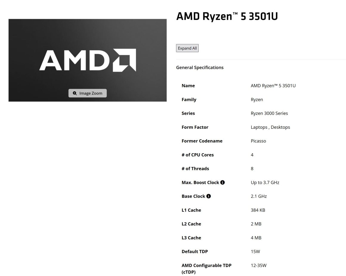 پردازنده‌ AMD Ryzen 3 3100U و Ryzen 5 3501U