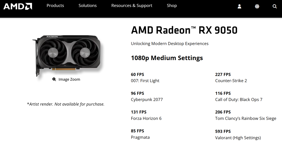 کارت گرافیک AMD RX 9050