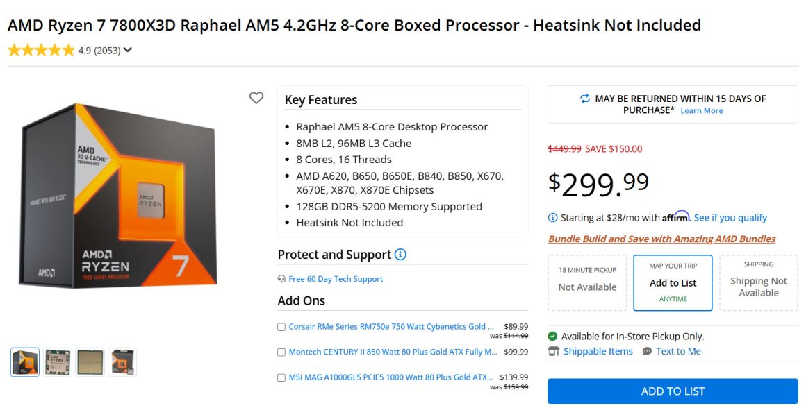 پردازنده AMD Ryzen 7 7800X3D