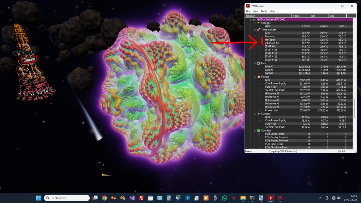 دمای هات اسپات RTX 50