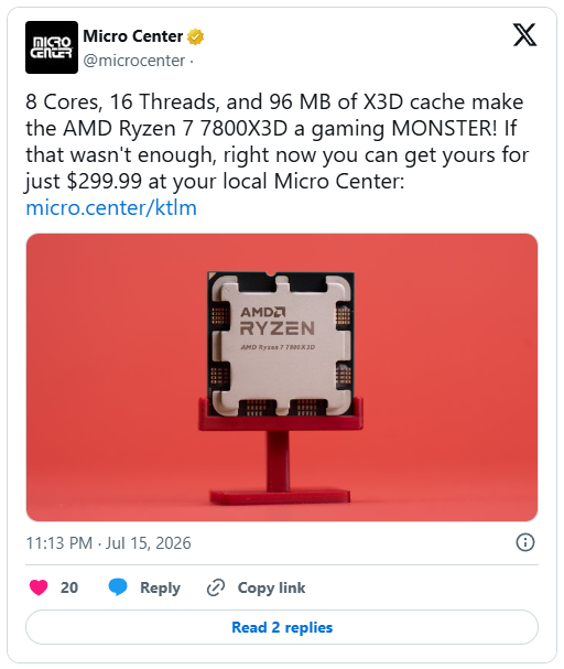 قیمت Ryzen 7 7800X3D