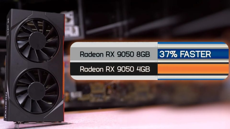 کارت گرافیک AMD Radeon RX 9050 با 4 گیگابایت حافظه آزمایش شد؛ 37 درصد کندتر از مدل 8 گیگابایتی