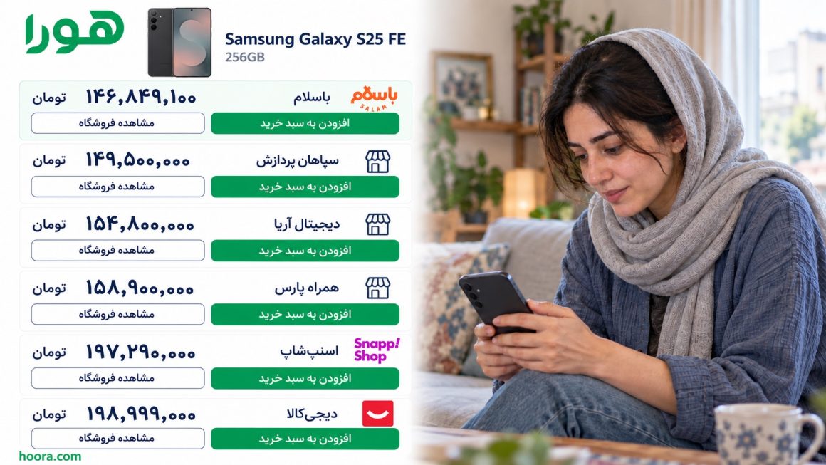 تصویر نمایشی مقایسه قیمت و انتخاب فروشنده در هورا