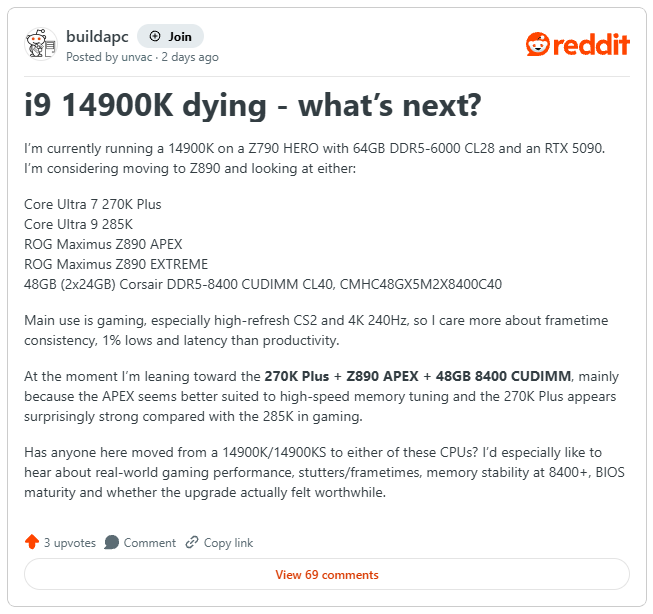 فرسودگی Core i9-14900K
