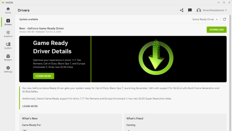 نسخه جدید درایور 581.80 انویدیا منتشر شد